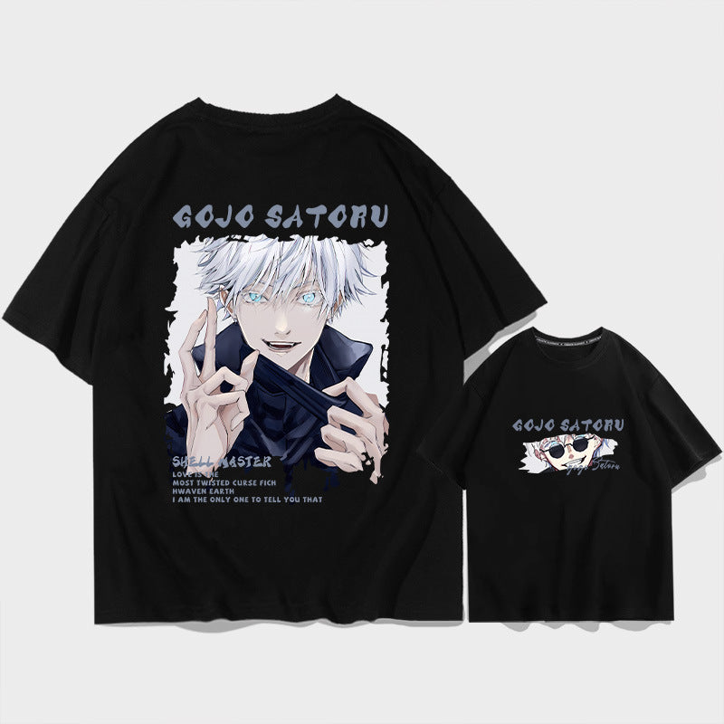 Trendy Men's Anime Cotton Half-sleeved T-shirt