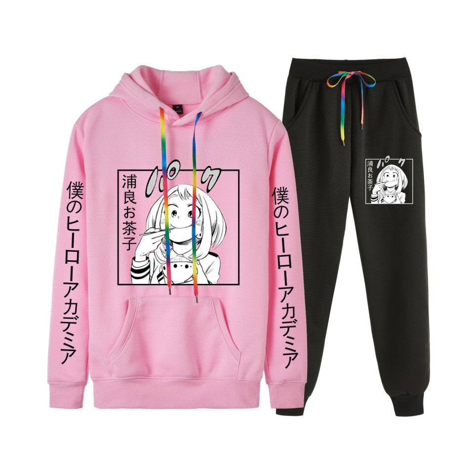 Men's Anime Casual Hoodie Trousers Suit