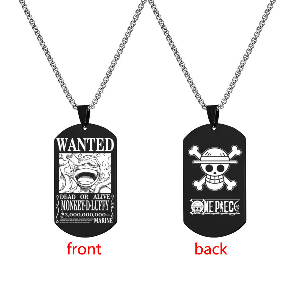 Luffy Wanted Double-sided Dog Tag Necklace