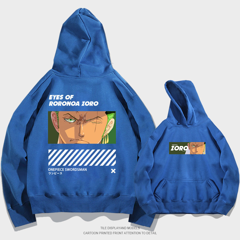 Trendy Anime Zoro Print Loose Hoodie