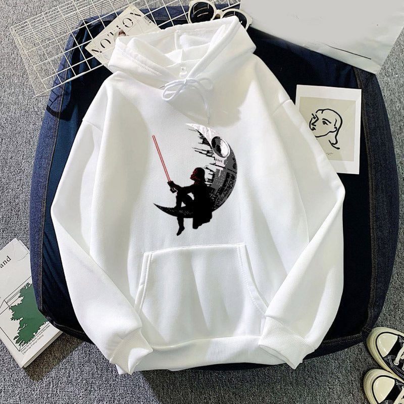 Unisex Moon Darth Vader Pattern Printed Hoodie