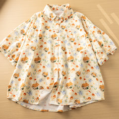 Versatile Casual Cartoon Printed Short-sleeved Shirt