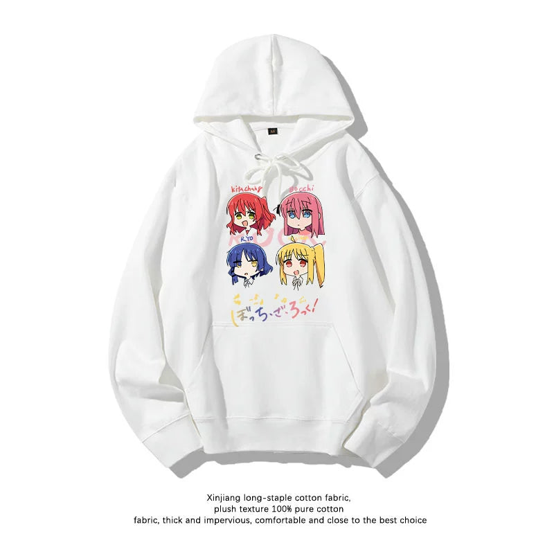 Casual Anime Bocchi Print Loose Hoodie