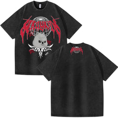 Kpop Evil Cartoon Logo Washed T-Shirt