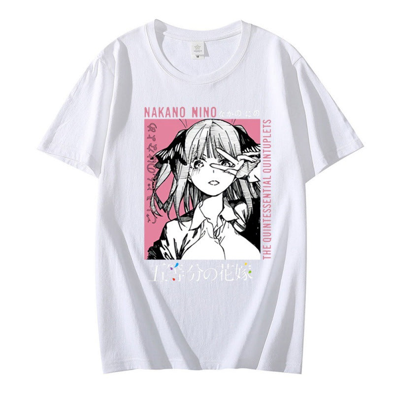 Unisex Anime Nakano Round Neck Pullover T-shirt