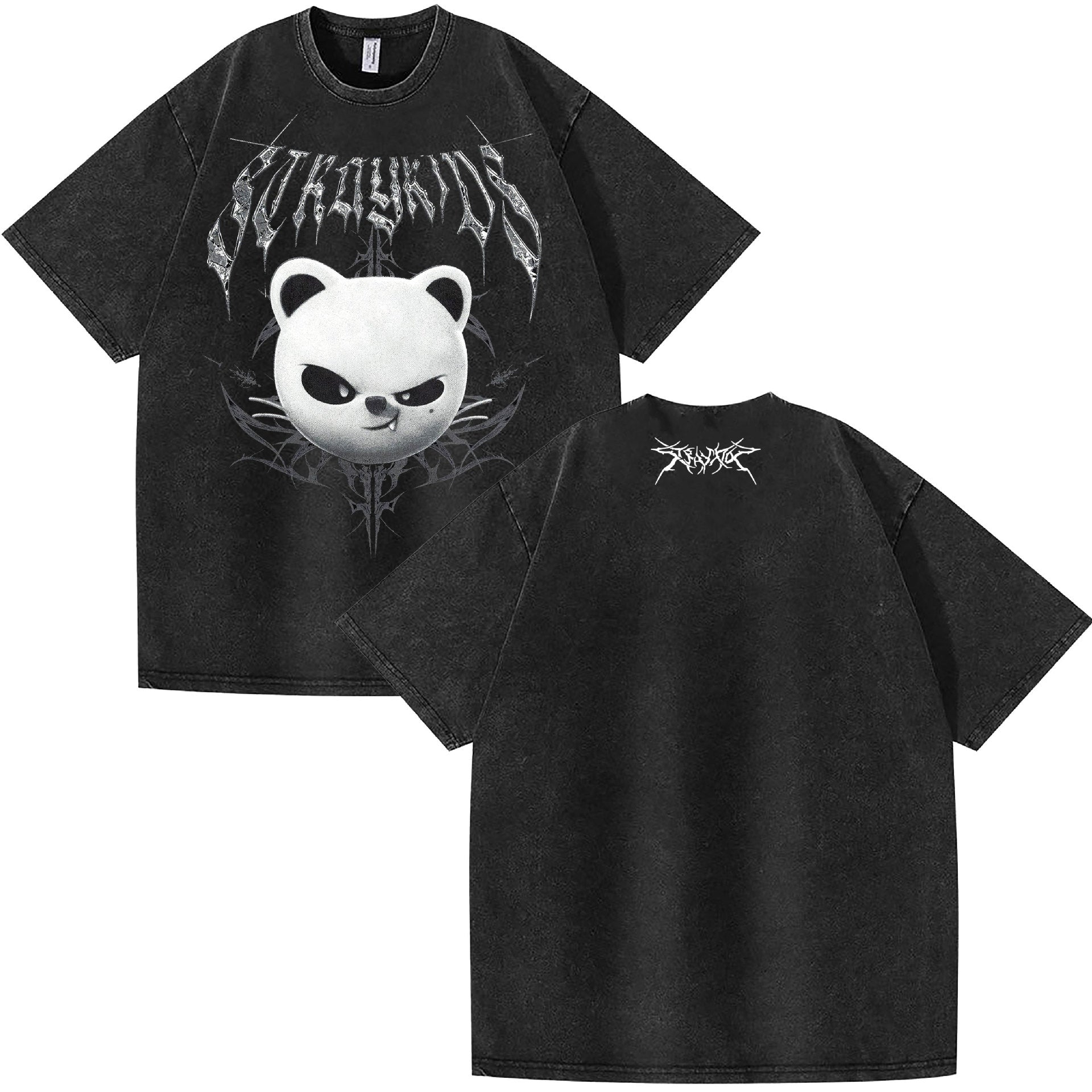 Unisex KPOP Printed Washed Short-sleeved T-shirt