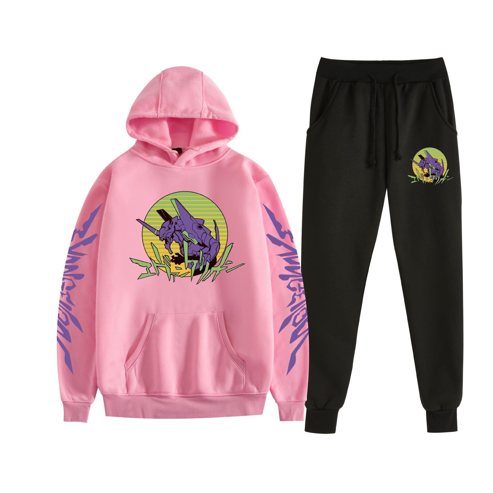 Unisex Eva Graphic Print Hoodie Pants Set