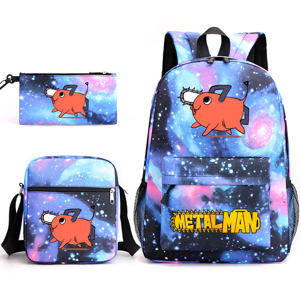 Pochita School Bag Three-piece Backpack
