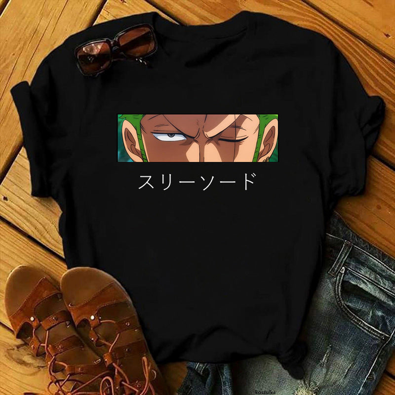 Casual Crew Neck Short Sleeve Luffy T-shirt