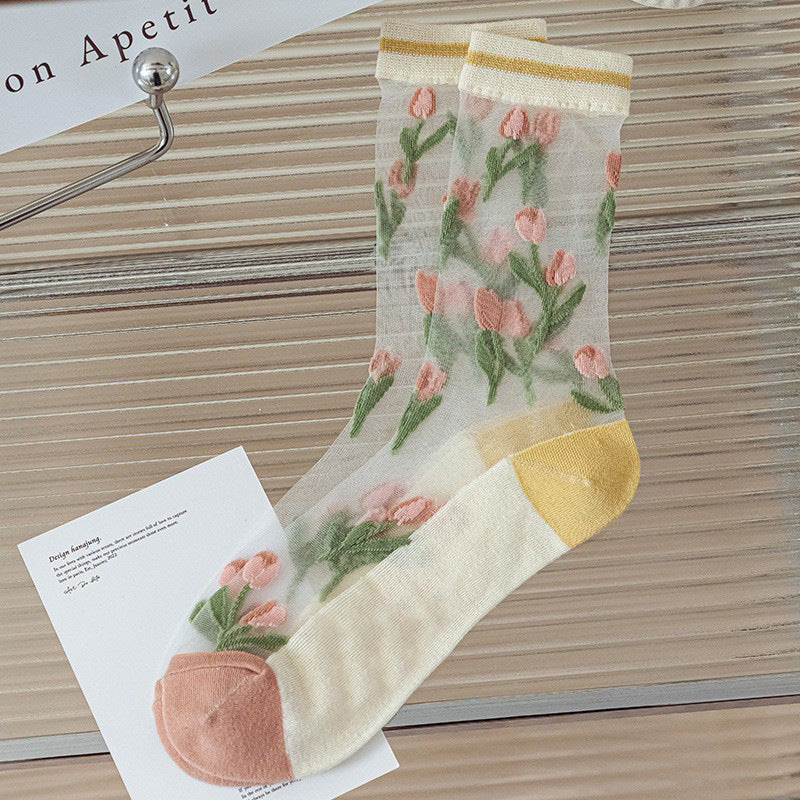 Tulip Medium Tube Silk Socks