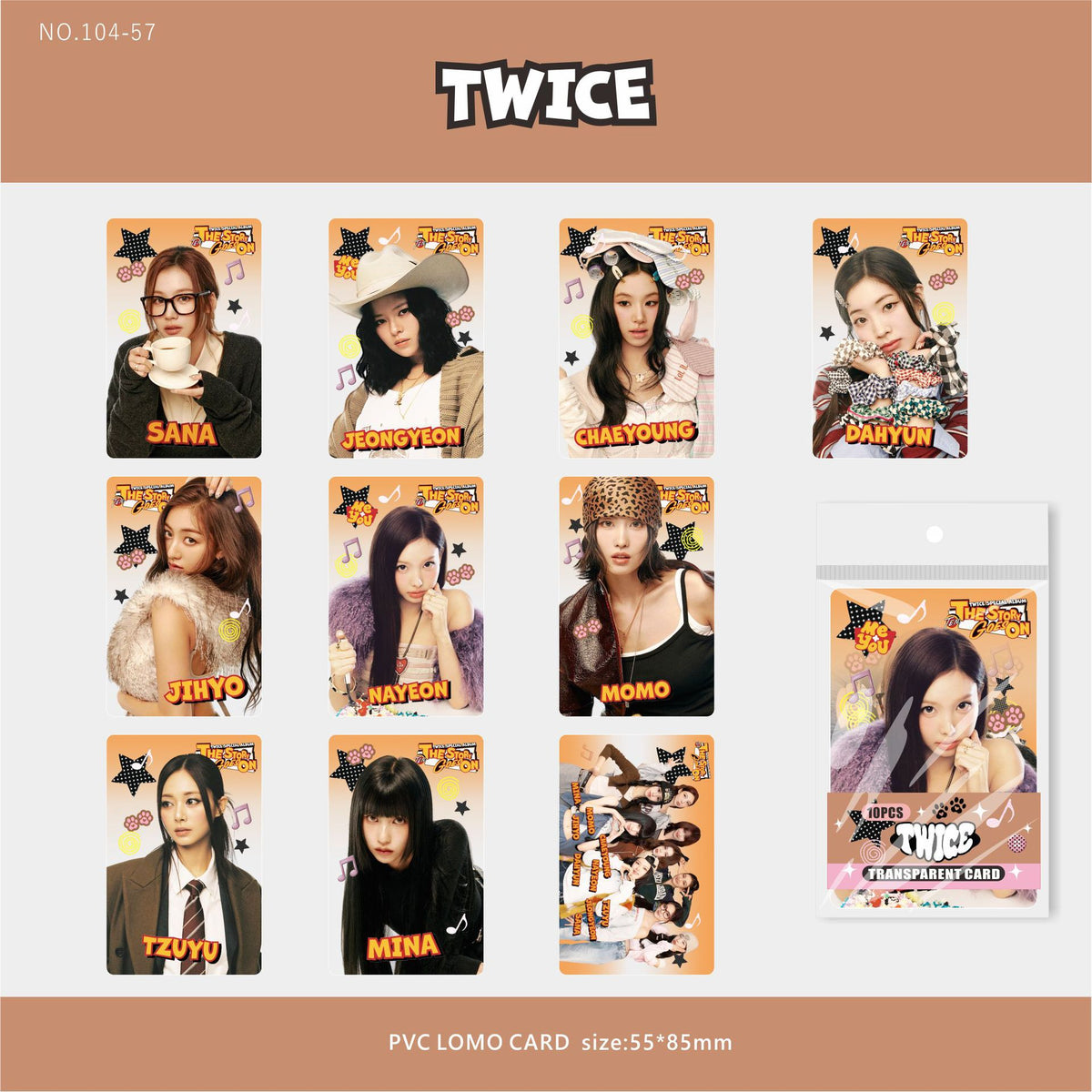 10PCS TWICE TEN The Story Goes on Transparent Photocard
