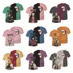 Unisex Anime Digital Print Short-sleeved T-shirt