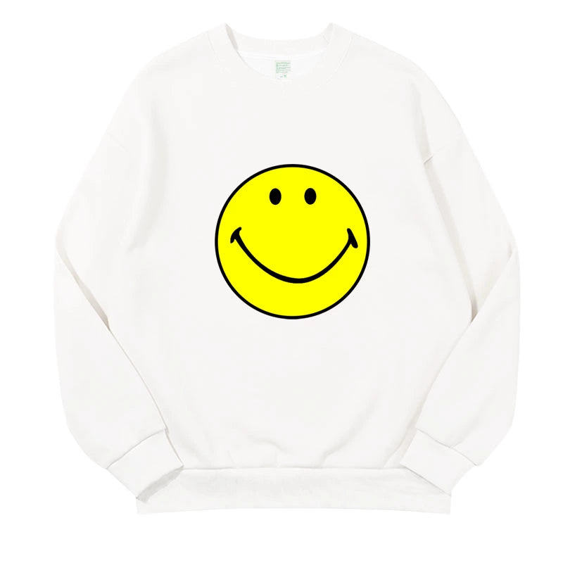 Men's and Women's Smily Face Print Pullover Sweatshirt