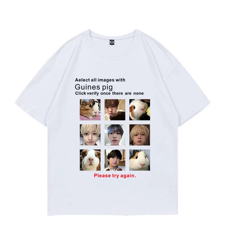 YUSHI SAKUYA Funny Graphic Cotton Round Neck T-shirt