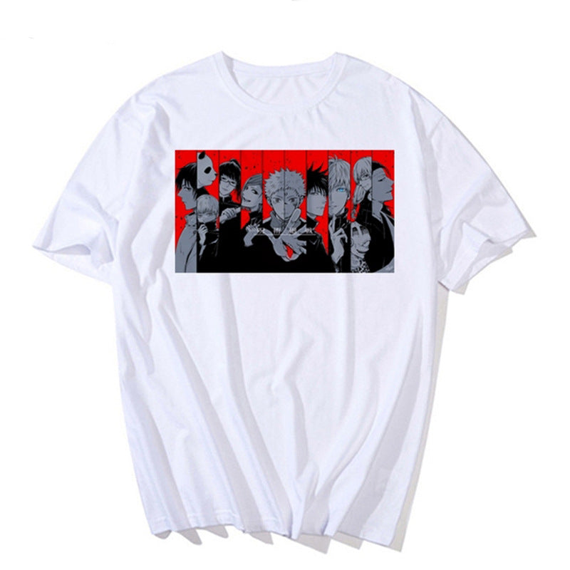 Men's Anime Printed Loose Crew Neck T-shirt