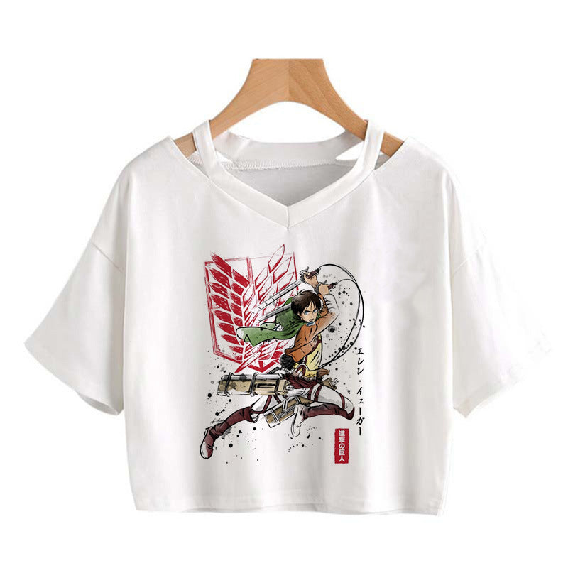 Trendy Women's Anime Print Cropped T-Shirt