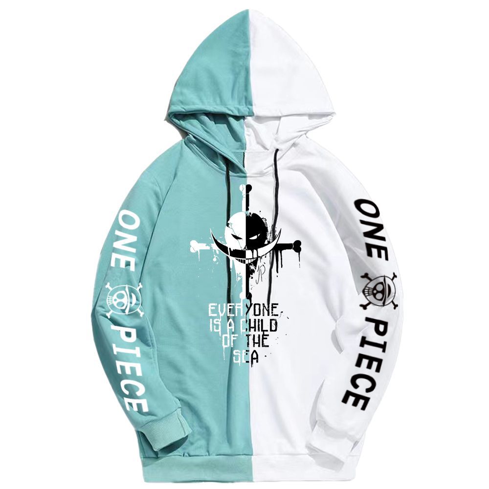 Trendy Anime Graphic Print Color Block Loose Hoodie