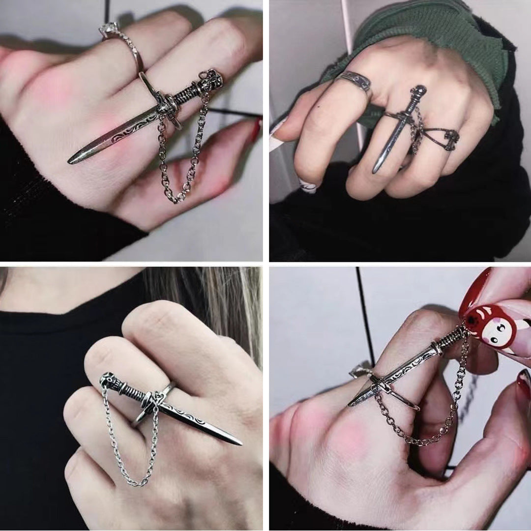 Stainless Steel Goth Sword Ring β TTAesthetic