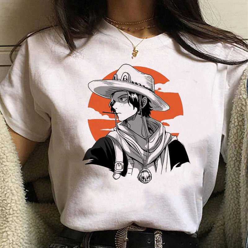 Casual Women's Wanted Luffy Printed White T-Shirt