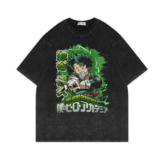 Vintage Anime Cotton Washed Short-sleeved T-shirt