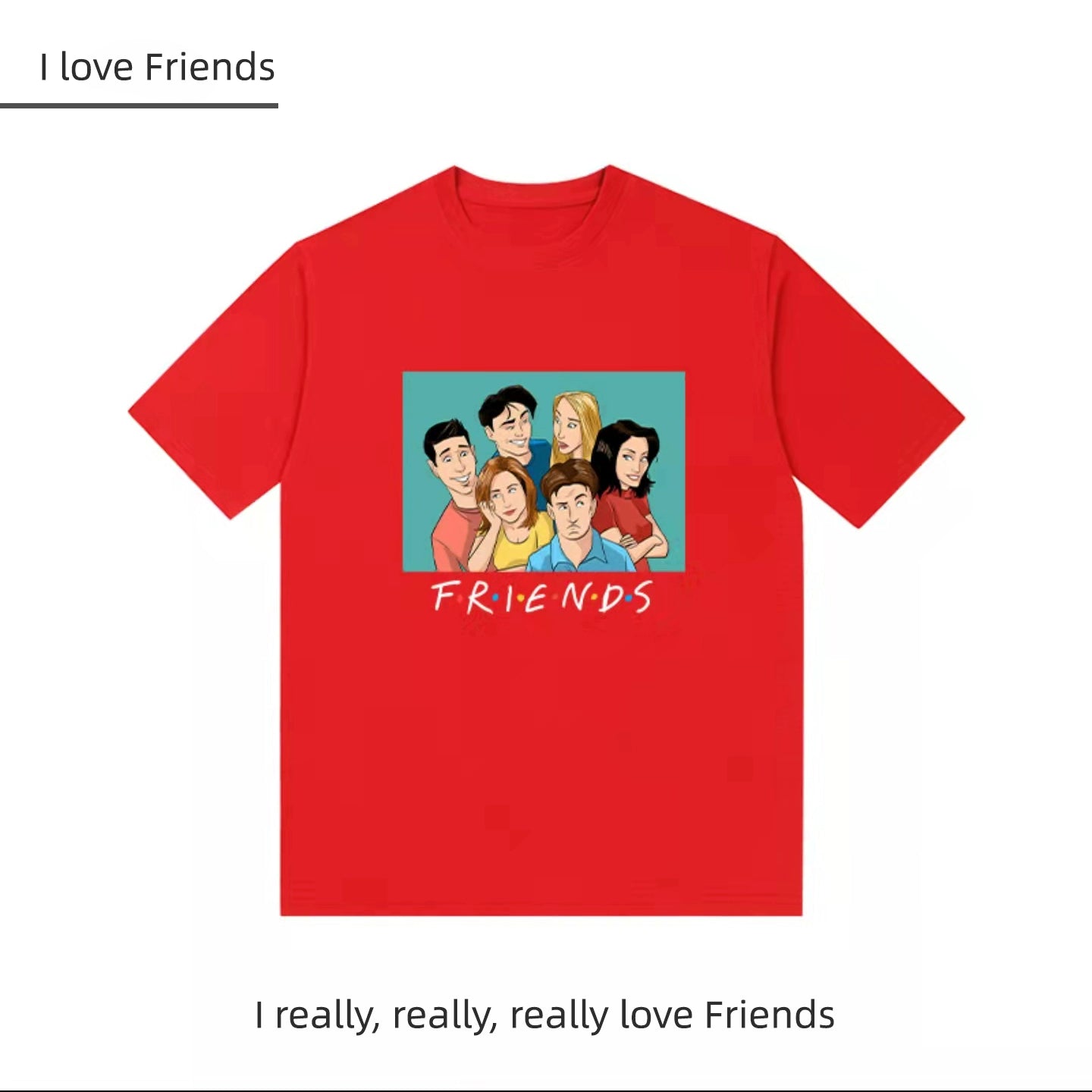 Unisex Casual Friends Letter Loose T-shirt