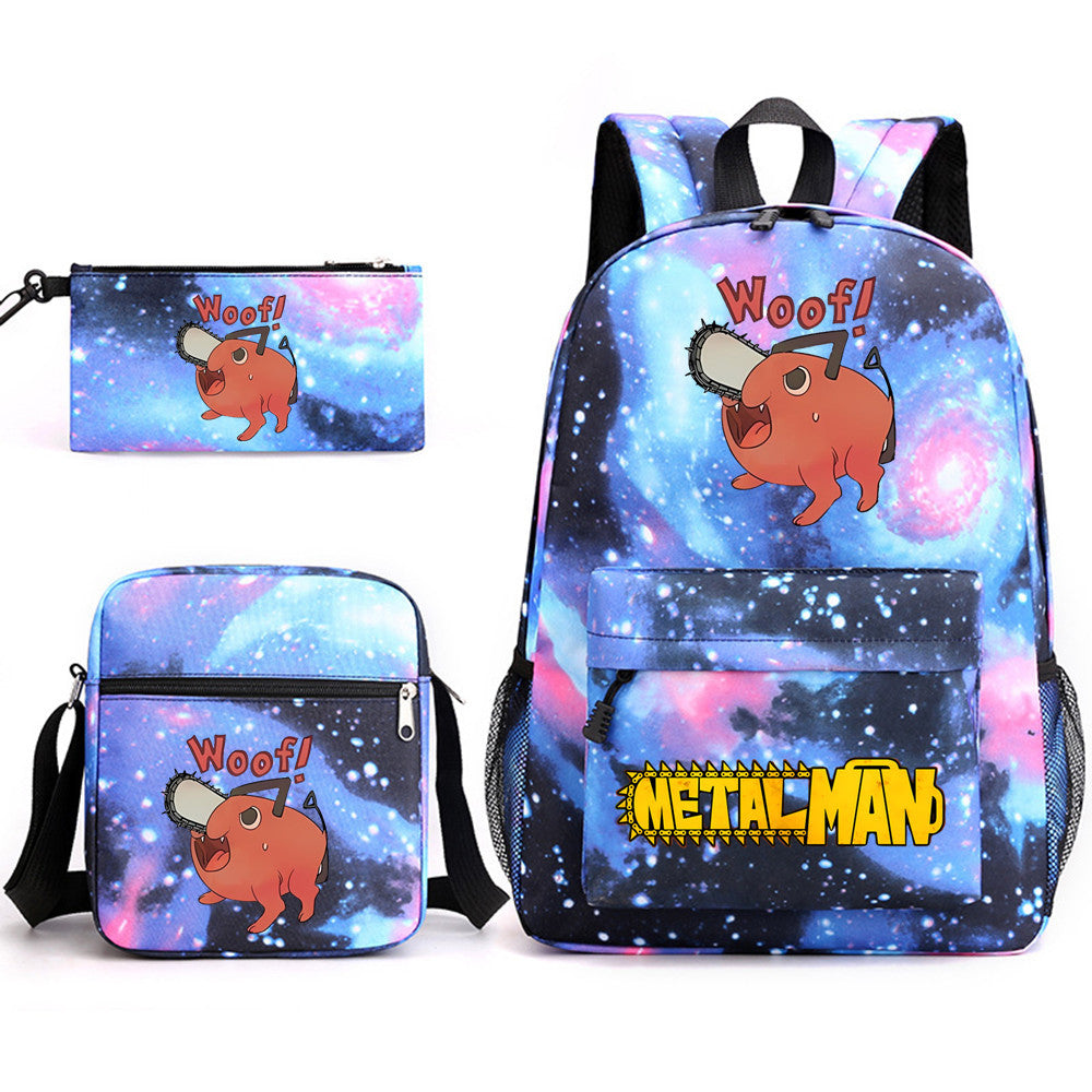 Pochita School Bag Three-piece Backpack