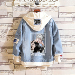 Trendy Anime Printed Unisex Hooded Denim Jacket