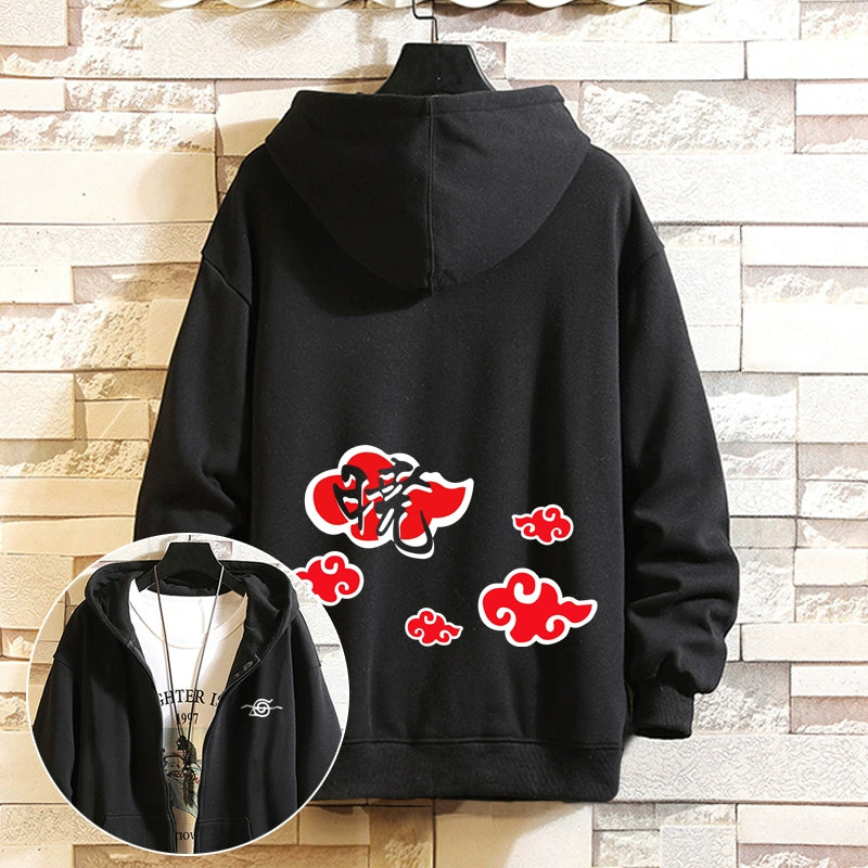 Men's Anime Zip Up Loose Hooded Jacket