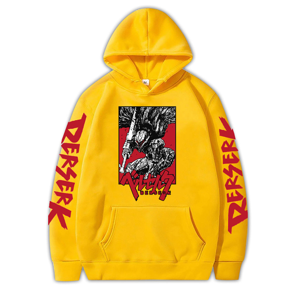 Retro Anime Printed Pullover Hoodie