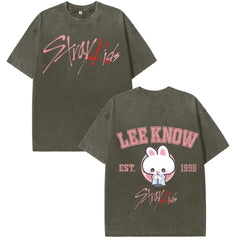 LEEKNOW KPOP Cotton Loose Washed T-shirt