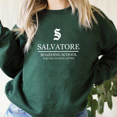 Casual TVD Salvatore Printed Crew Neck Sweatshirt