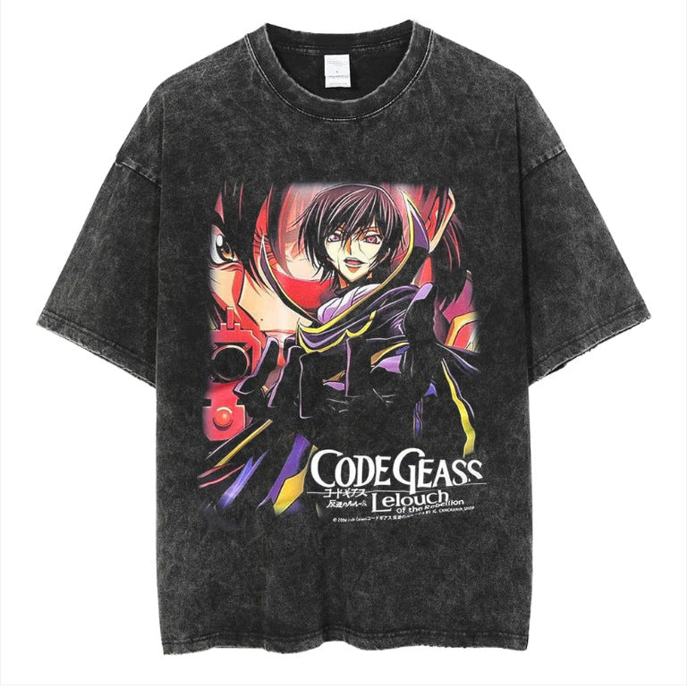 Retro Anime Washed Short Sleeve T-Shirt