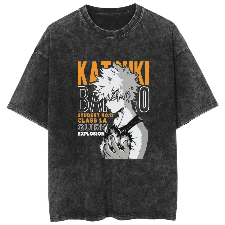Casual Deku Anime Cotton Washed T-Shirt