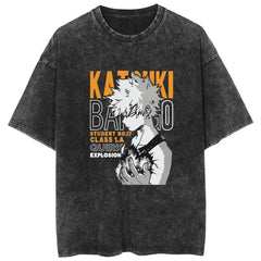 Casual Deku Anime Cotton Washed T-Shirt