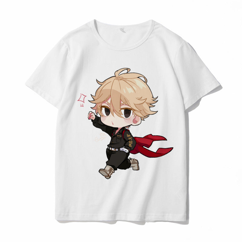 Trendy Tokyo Anime Print Loose Short-sleeved T-shirt