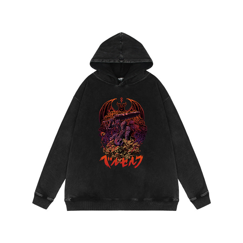 Trendy Vintage Anime Washed Loose Hoodie