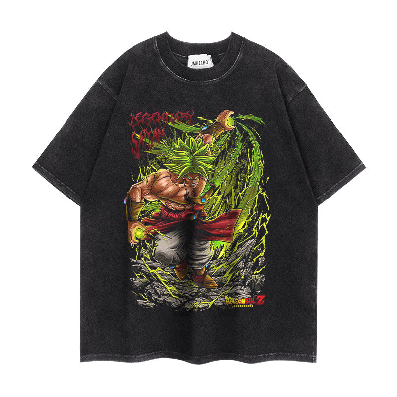 Trendy Anime Loose Washed Short-sleeved T-shirt