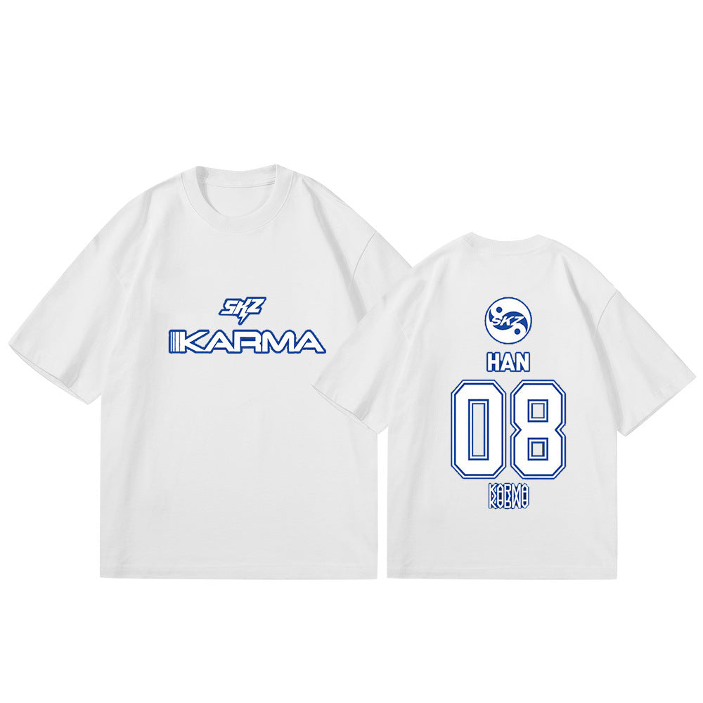 Casual KARMA Album Logo Print Short Sleeve Top
