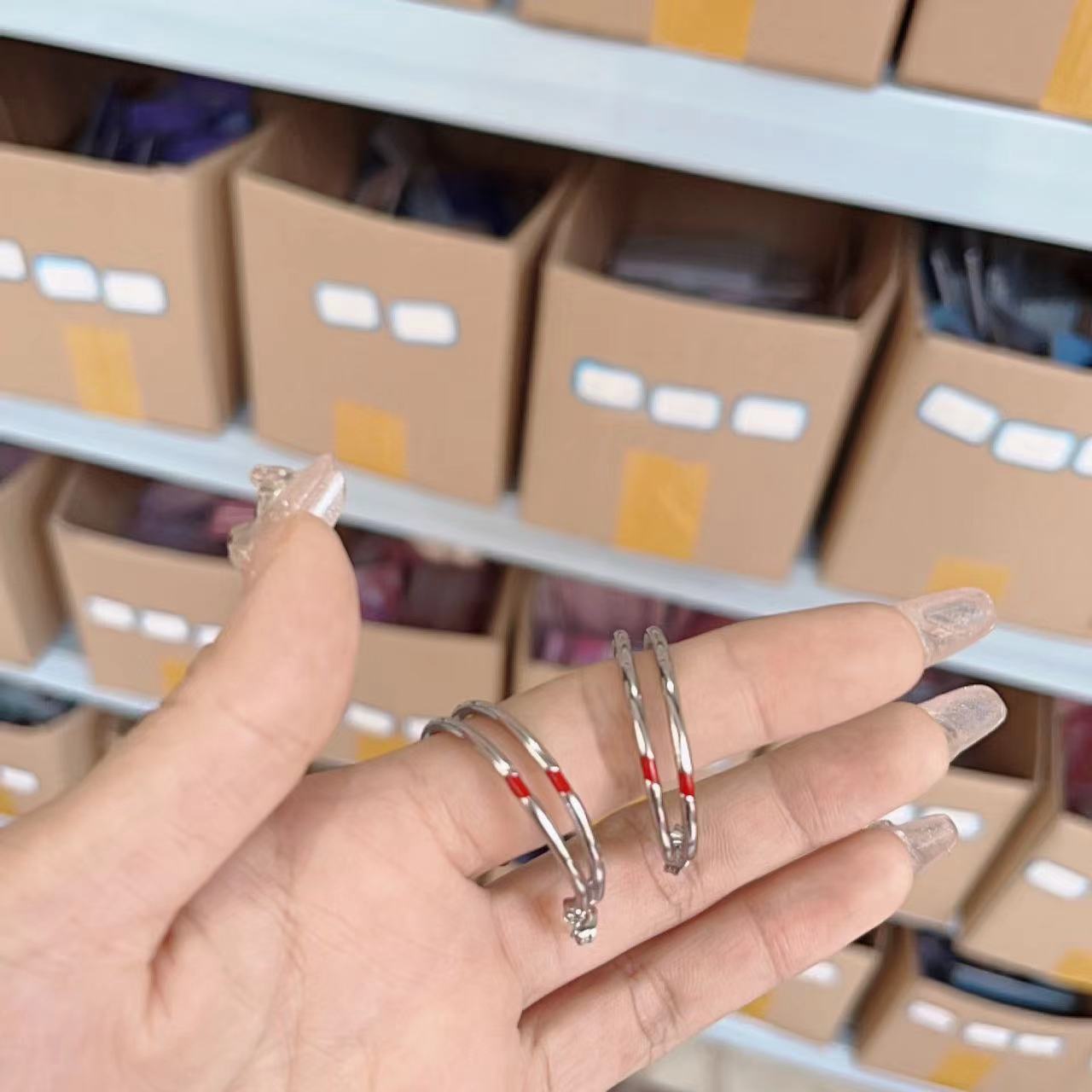 JIMIN Red Carving Earrings