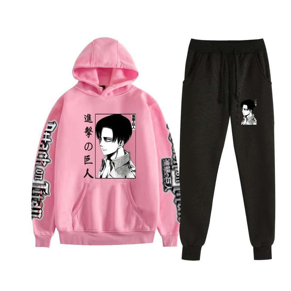 Men's Anime Pattern Print Hoodie Pants Set