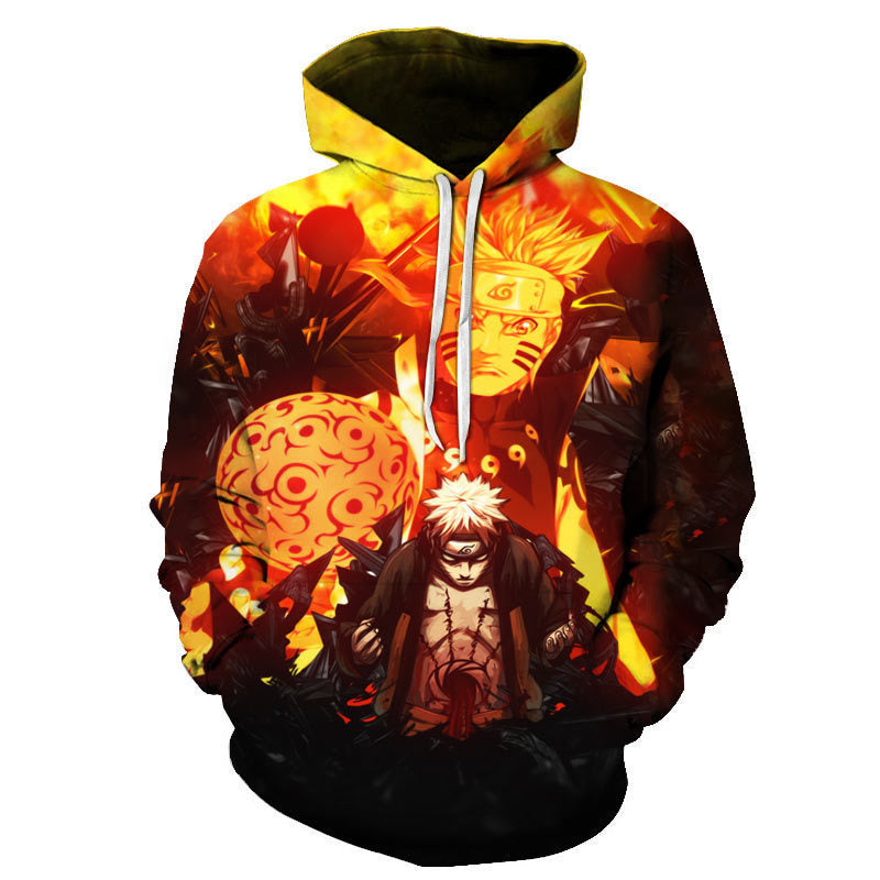 Trendy Anime Digital Print Loose Casual Pullover Hoodie