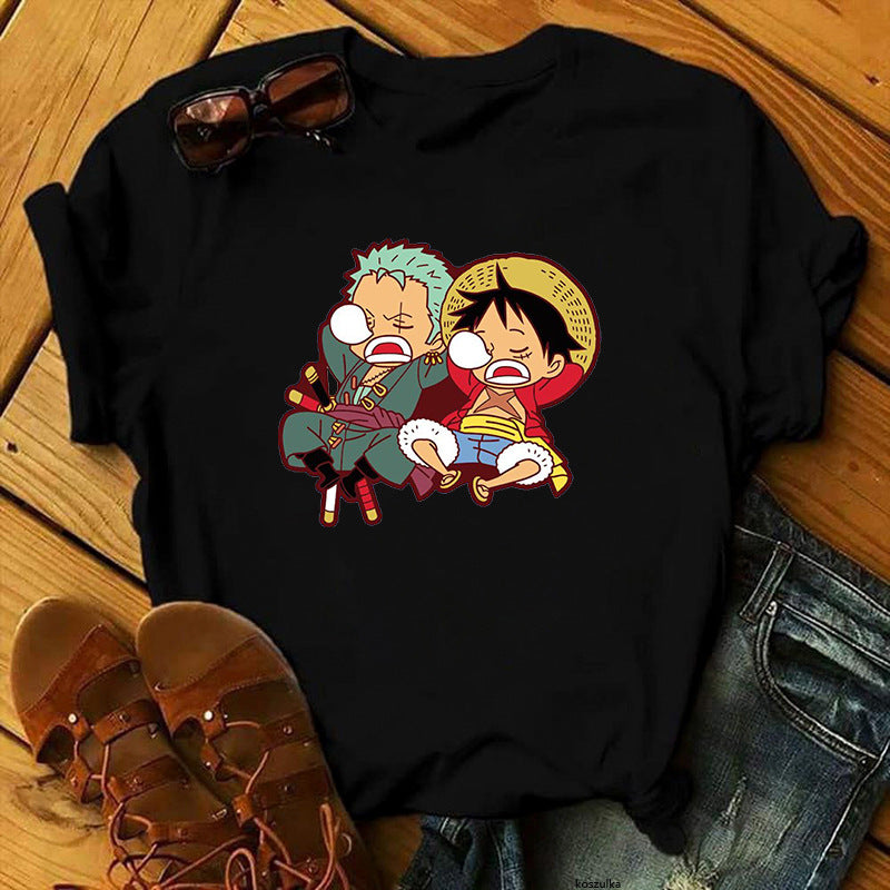 Casual Crew Neck Short Sleeve Luffy T-shirt