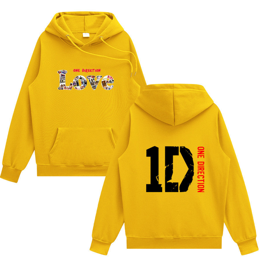 Unisex Love 1D Printed Loose Hoodie