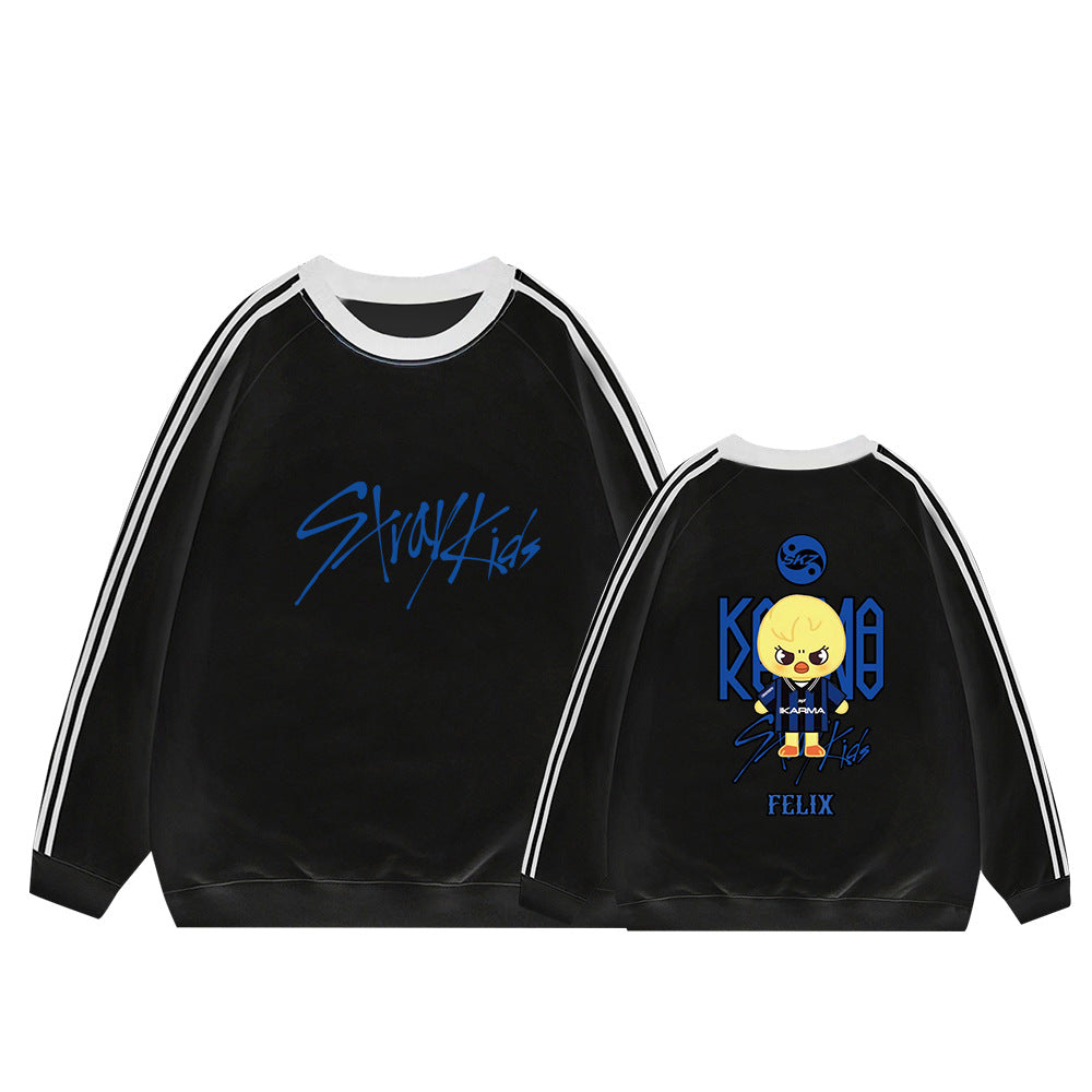 Karma Cartoon Doll Stripe Cotton Sweatshirt