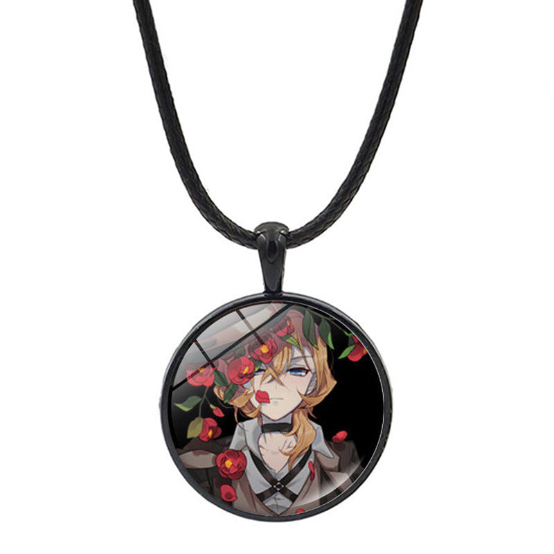 Versatile Anime Pendant Leather Rope Necklace