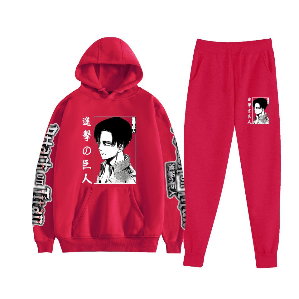 Men's Anime Pattern Print Hoodie Pants Set