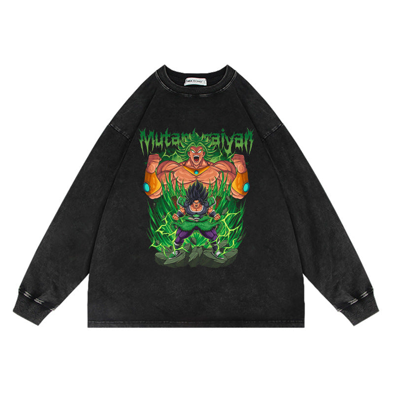 Vintage Anime Washed Oversize Crew Neck Sweatshirt