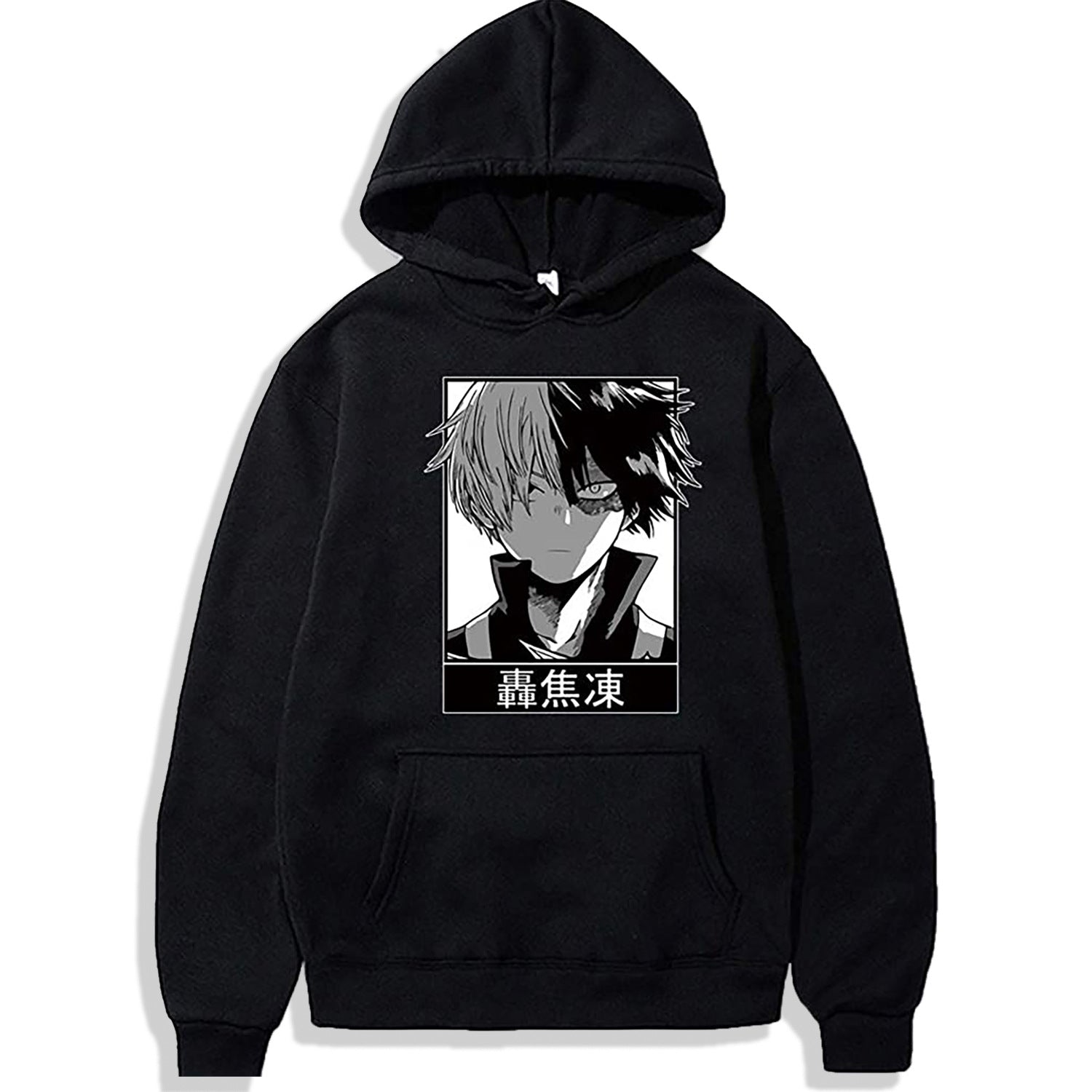 Unisex Anime Graphic Print Black Casual Hoodie