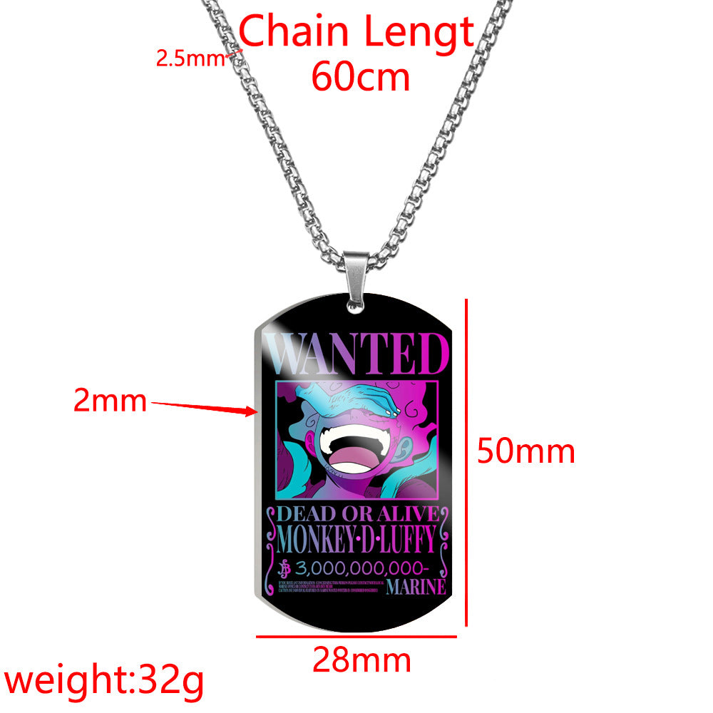 Luffy Wanted Printed Dog Tag Necklace