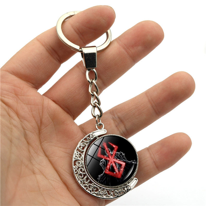 Double-sided Anime Logo Rotating Keychain Pendant